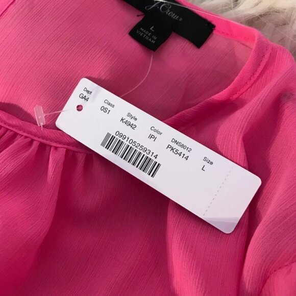 J. Crew Cinched-waist Dress Chiffon Long Sleeves - Picture 5 of 7